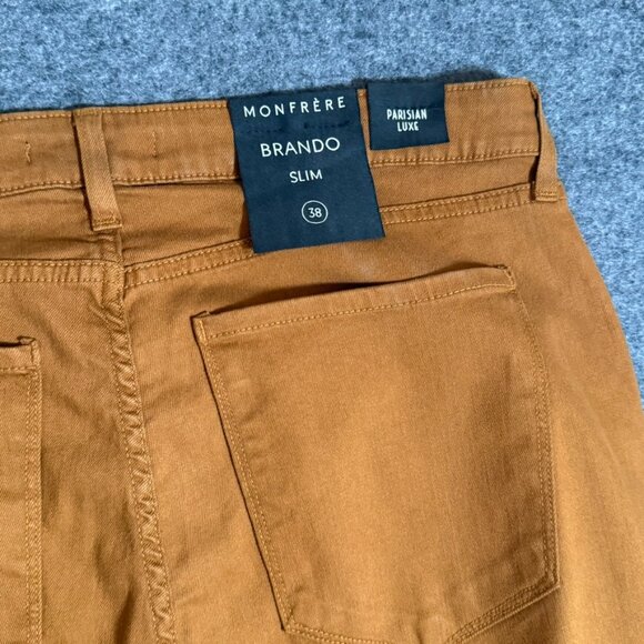 Monfrere Mens Brando Chino Pants Toffee Brown Sz 38x36‎ Stretch Slim Comfy NWT - Picture 5 of 14